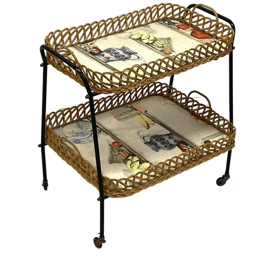 J`50 Serveerwagen/trolley Vintage Barcart Castorwielen 1