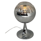 Pop Art / Space Age Design - Xl Chrome Table Lamp - Globe Shaped - Glass Top thumbnail 1
