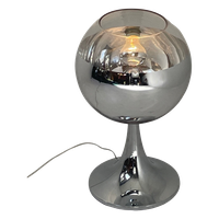 Pop Art / Space Age Design - Xl Chrome Table Lamp - Globe Shaped - Glass Top