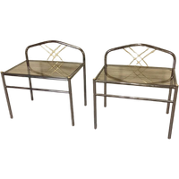 Set Van 2 Vintage Hollywood Regency Stijl Nachtkastjes