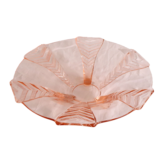 Walther & Sohne Art Deco Roze Persglas Schaal, Jaren '30 1