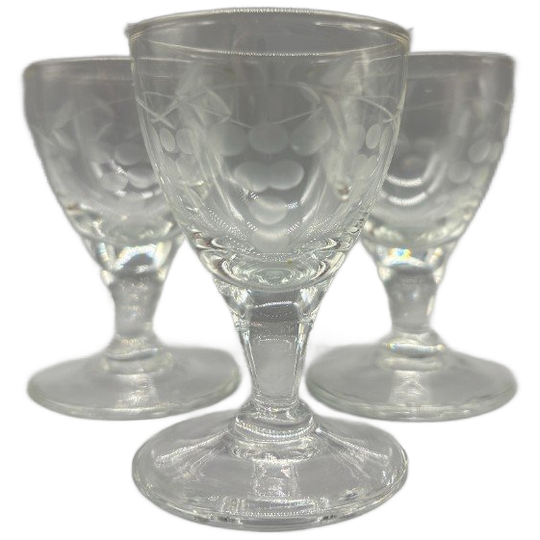 Set Kristallen Borrelglaasjes Geslepen Druif 3 X 1