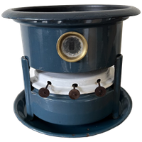 Vintage Blauw Emaille Petroleumstel – 3 Lonten – Met Onderbord