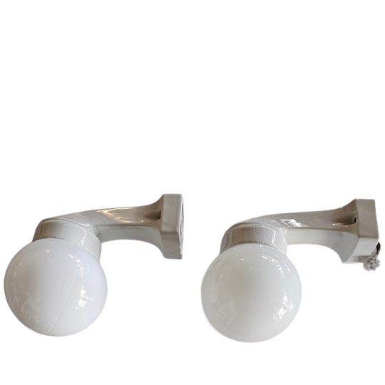 2 X Porcelain Wagenfeld Wall Lamp Nr. 4300 For Lindner / 1950s 1
