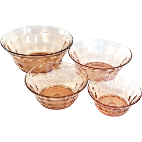 Vintage Roze Glazen Schalen Set 1