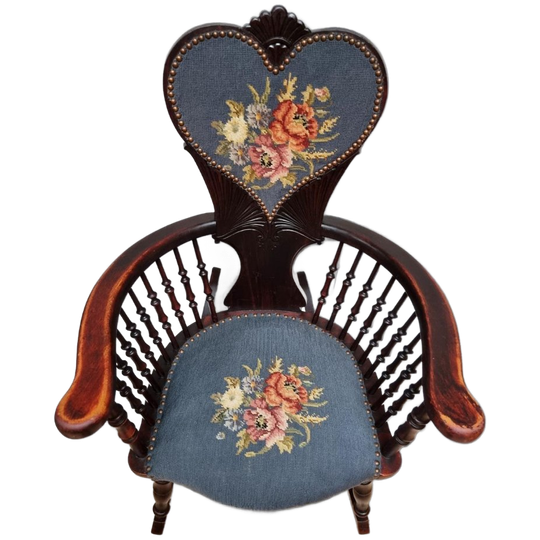 Antieke Romantische Volkskunst Schommelstoel, Ca 1870 1