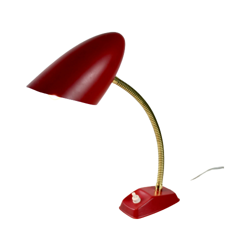 Fm Design Denmark - Red Desklamp - Scandinavian Design - Brass Neck