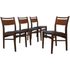 4x Vintage Eetkamerstoel Teak, 1960s Nieuw Bekleed thumbnail 1