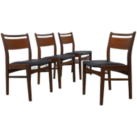 4x Vintage Eetkamerstoel Teak, 1960s Nieuw Bekleed