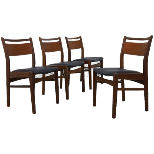 4x Vintage Eetkamerstoel Teak, 1960s Nieuw Bekleed 1