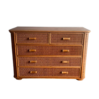 Rieten Rotan Ladekast Commode Vintage