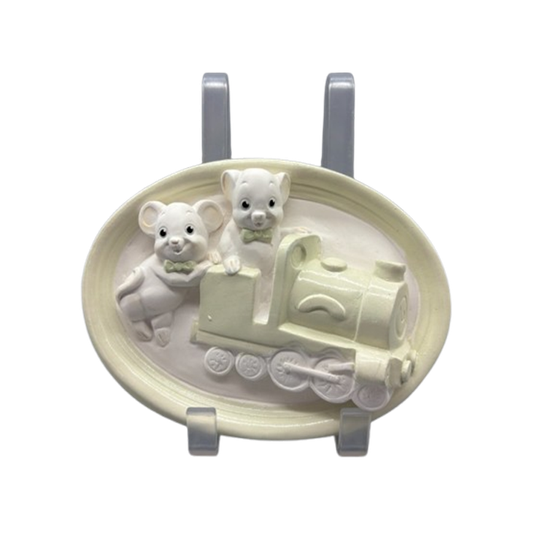 Wanddecoratie Gips Muizen Locomotief 1