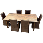 Eetkamerset Eettafelset 6 Stoelen En Eettafel Eikenhout En Riet Rotan Lloyd Loom thumbnail 1