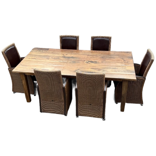 Eetkamerset Eettafelset 6 Stoelen En Eettafel Eikenhout En Riet Rotan Lloyd Loom 1