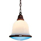 Bauhaus-hanglamp In Opaline En Blauw Gesatineerd Glas, 1920 thumbnail 1