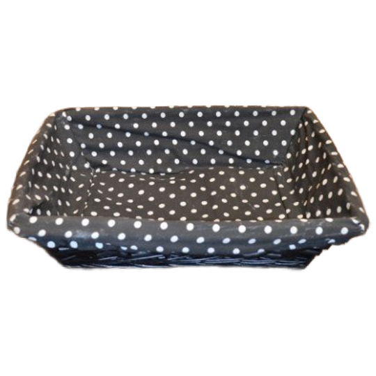 Rechthoekig Zwart Mandje Van Wilgentenen Met Gestippelde Bekleding 1