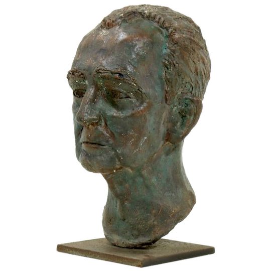 Studio Made Clay Sculpted Buste Portrait Head 1970s 1