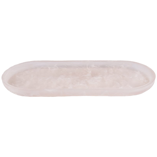 Bazar Bizar | Resin Oval Bord - Roze Wit 1