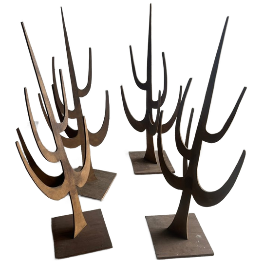 Set Of 4 Vintage Plywood Decorative Stands 1