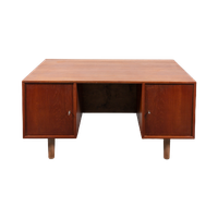 1950’S Danish Modern Architectural Teak Desk / Bureau