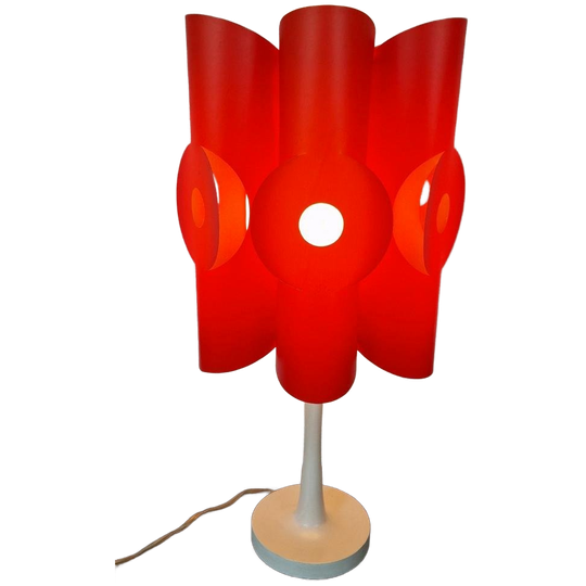 Vintage Lamp Tafellamp Rode Retro Lamp Tulpvoet Lamp 1