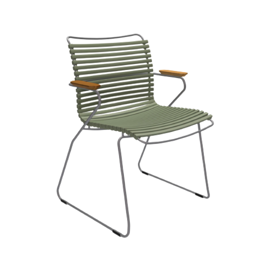 Houe Click Armstoel Met Armleuningen, Gepoedercoat Staal, Hout, Olijfgroen. 1