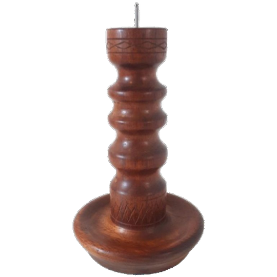 * Vintage Teakhouten Kandelaar Mid Century 1