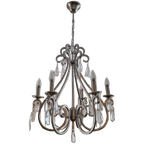 Elegante Metalen Kroonluchter Met Kristallen – 6-armig thumbnail 1