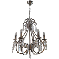 Elegante Metalen Kroonluchter Met Kristallen – 6-armig