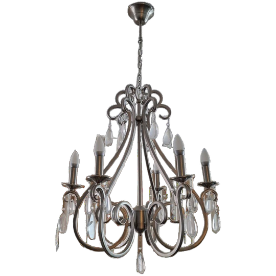 Elegante Metalen Kroonluchter Met Kristallen – 6-armig 1