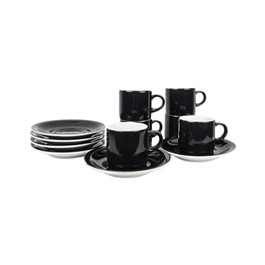 Set Van 6 Vintage Seltmann Zwarte Theekopjes 1