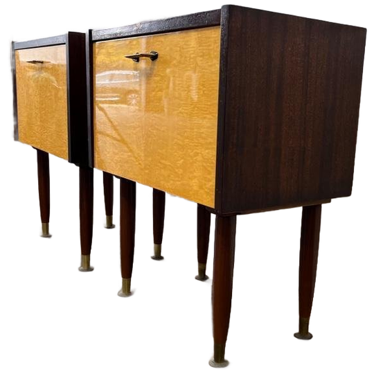 Set Van 2 Vintage Nachtkastje / Bijzetkastje / Mini Kastje 1