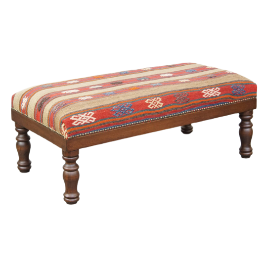 Mooie Grote Nieuwe Oosterse Hocker Bekleed Met Een Antieke Kelim 1