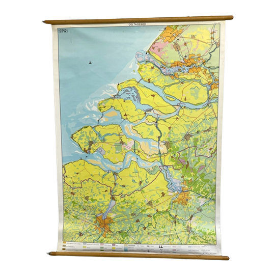 Vintage Brocante Schoolkaart Delta Aardrijkskunde 1