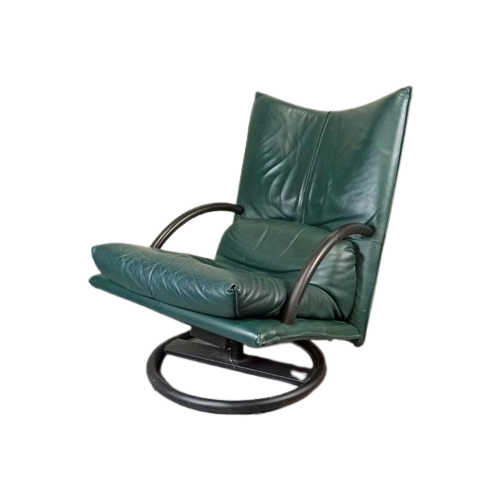 Vintage Rolf Benz Leren Swivel Fauteuil, Torino Bmp