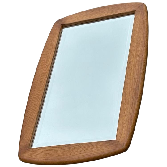 Vintage Spiegel Jaren 70 Ovaal Eiken Hout Zweeds Design 1