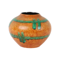Oranje En Turquoise Vaas Jasba Keramik West Germany Aardewerk 111-12