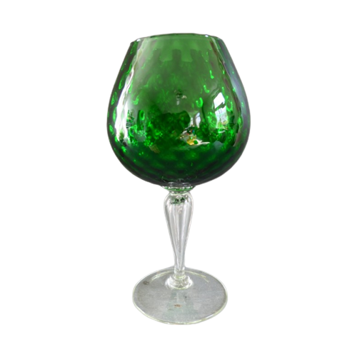 Vintage Empoli Optisch Geblazen Glazen Vaas Groen