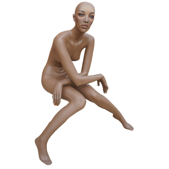 Vintage Winkel Etalagepop Mannequin Paspop, Zittende Zwarte Dame Jaren 1970 1980 1