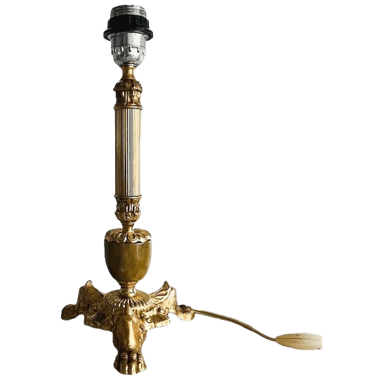 Franse Hoge Lampenvoet Barok Marmer Messing 1950’s 1