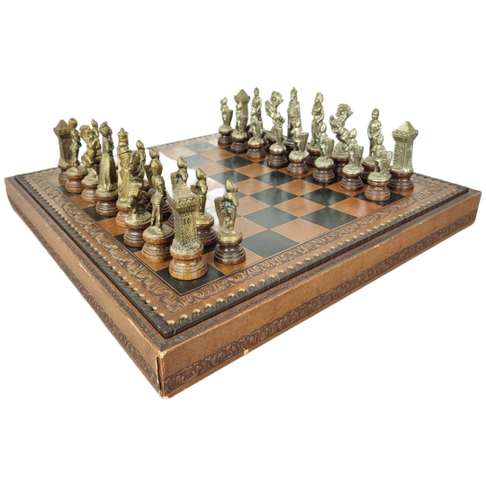 Vintage Lederen Schaakspel 1