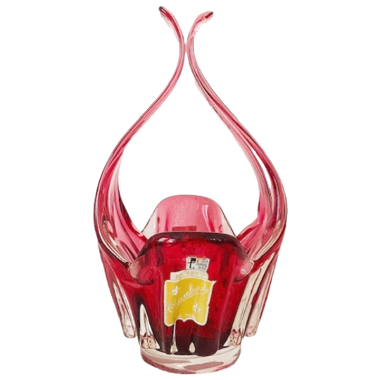 Gemerkte Midcentury Murano Glas Schaal Roze 1