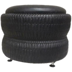 Jaren 60 Vintage Zwarte Poef Voetenbank Schuine Pootjes thumbnail 1