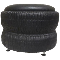 Jaren 60 Vintage Zwarte Poef Voetenbank Schuine Pootjes