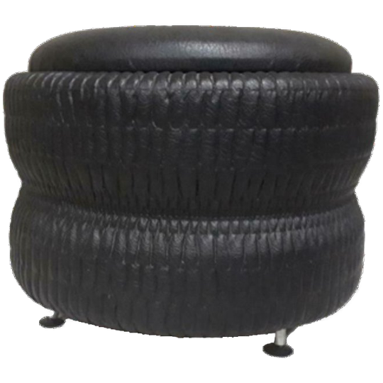 Jaren 60 Vintage Zwarte Poef Voetenbank Schuine Pootjes 1