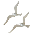 Set Van 2 Vintage Wandvogels Alluminium Geen Messing Vogels thumbnail 1