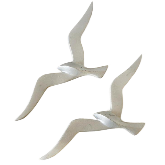 Set Van 2 Vintage Wandvogels Alluminium Geen Messing Vogels 1