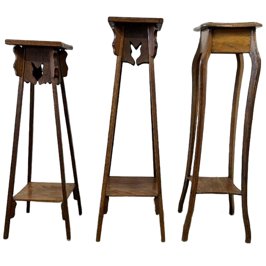 Vintage Hoge Houten Bijzettafel / Plantentafel / Etagere 1