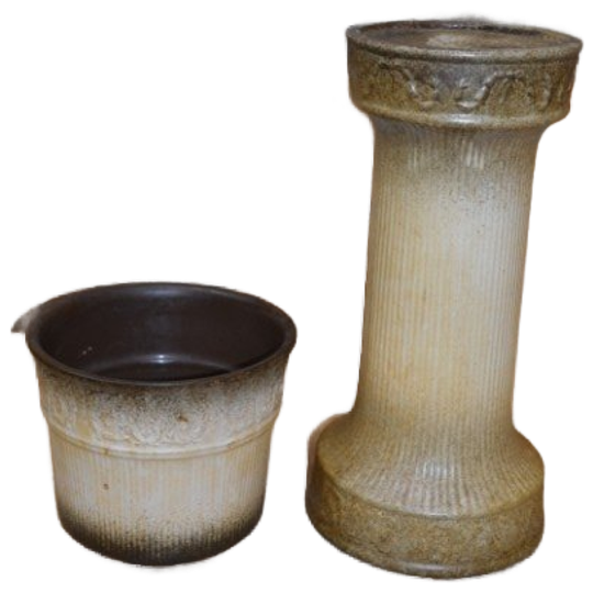Vintage Keramische Zuil Met Pot – West-duits Aardewerk Van Wegmann 1