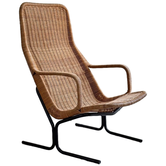 Vintage Dirk Van Sliedregt Rotan Fauteuil 1